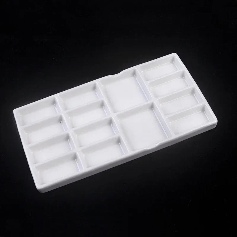 Artsecret 1 pc Simple White Ceramic Multi-Compartment Palette Pigment Mixing Palette Art Supplies Multiple Variants Available