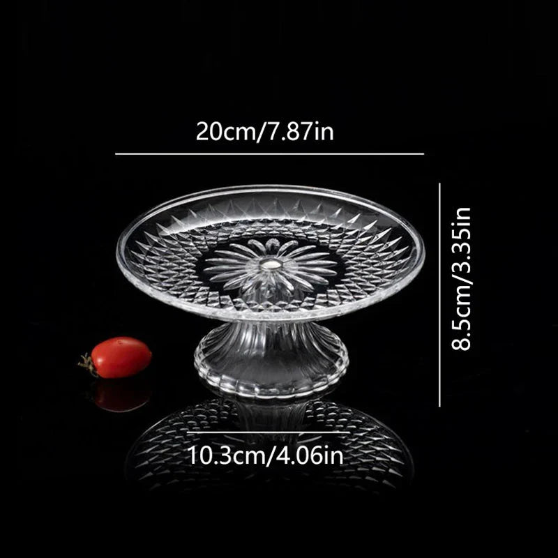 Acrylic Clear Serving Plates Fruit Dessert Salad Tray Cupcake Display Stand Round Dinner Plate Kitchen Supplies