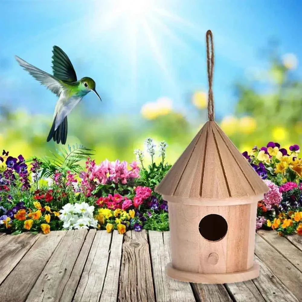 Wooden Bird House Feeder DIY Bird Nest Outdoor Hanging Birds Houses Home Decoration Gardening Decoration