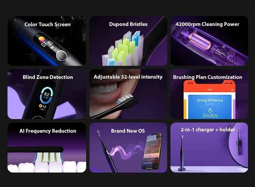 Oclean X Pro Sonic Electric Toothbrush Whitening Teeth Vibrator Wireless Charge 40 Days Works Smart APP Ultrasonic Check QH2