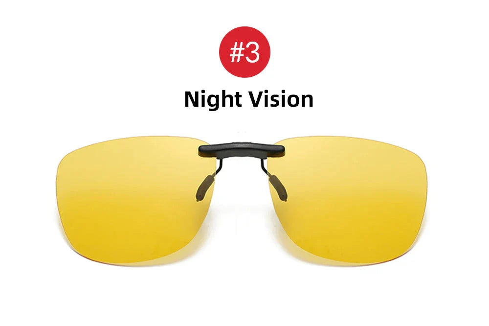 Square Clip On Sunglasses Women Polarized Black Lens UV400 Night Vision Driving Men Goggles Clips Anti Glare Vintage Glasses