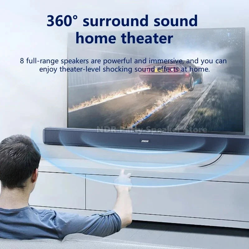 9D Stereo Sound Bar For TV Cinema Echo Wall Bluetooth Speakers COAX AUX U Disk Home Audio Subwoofer 8 Horns 40W High Power