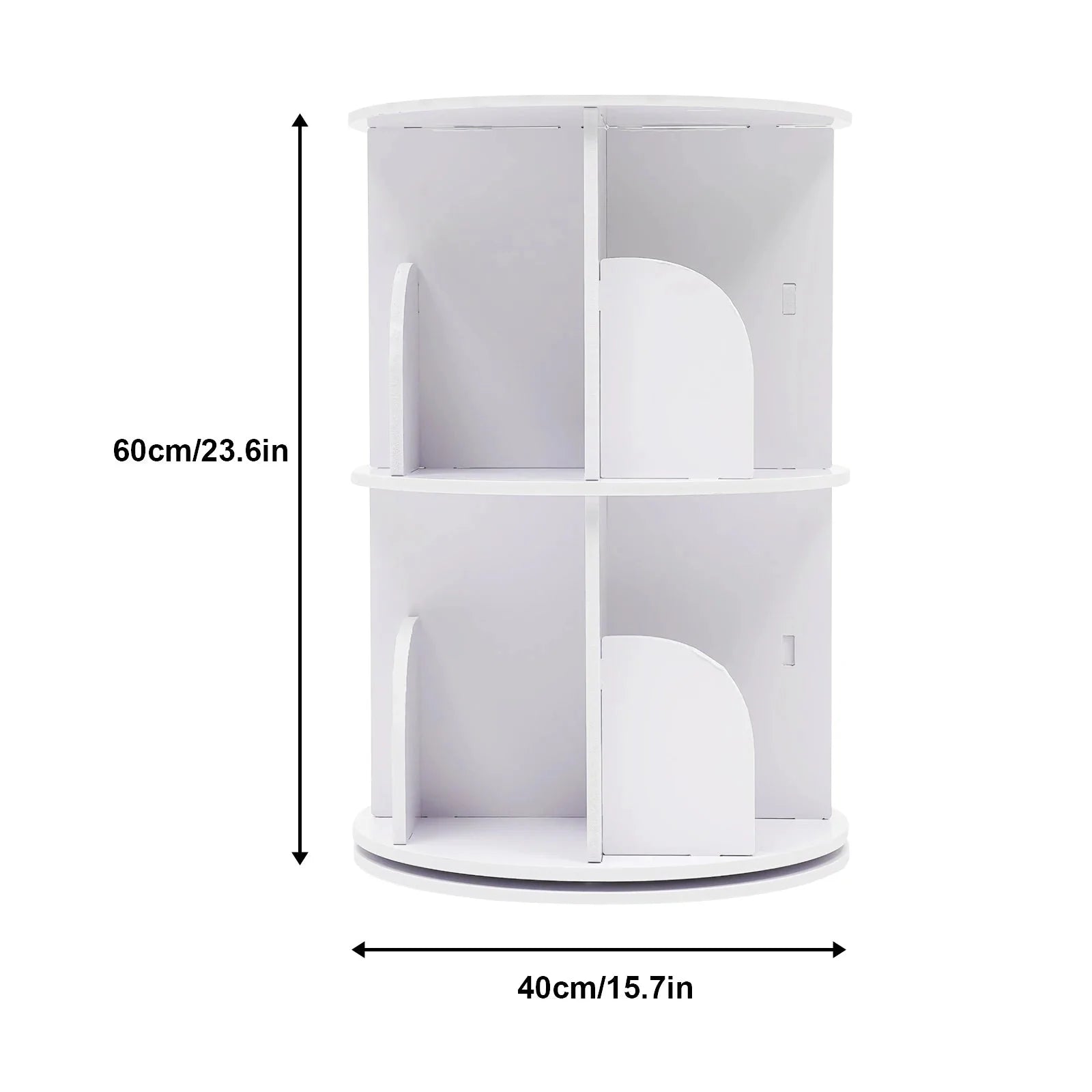 2/4-Tier Wooden Rotatable Bookshelf - 360°Display Floor Standing Storage Rack, White Multifunctional Bookshelf Organizer