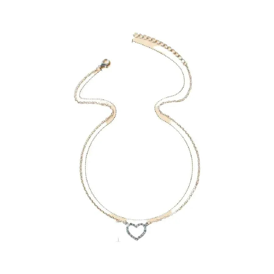 Elegant Rhinestone Heart Shaped Design Pendant Necklace for Women, Stainless Steel Jewelry for Gift, Fashionable Accessories for