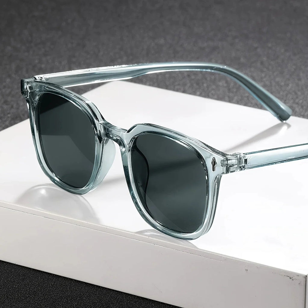 1PC Fashion Square Transparent Grey Plastic Frame Cool Street Style Sunglasses For Outdoor Daily Life Shades Accessories.