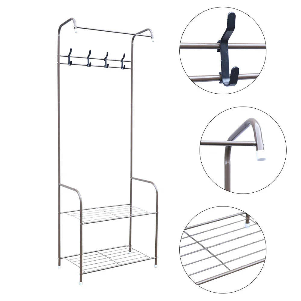 Independent Hanger Brown Metal Shoe Hanger 4 Hooks Clothes Rack Clothes Hangers Coat Hanger Stand Wardrobe Stand