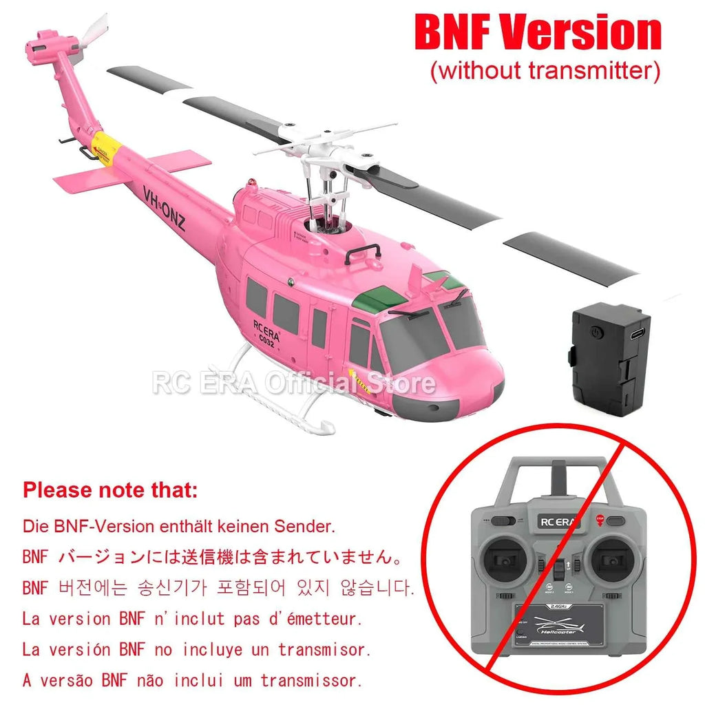 RC ERA Weathered Marine C032 UH1Huey One Click Inverted Flight TOF Optical Flow Gyro Stabilized RC Helicopter for Adults