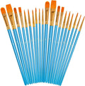 Acrylic Paint Brushes Set, 20Pcs Round Pointed Tip Artist Paintbrushes Body Face Nail Miniature Detailing Drawing Art Supplies