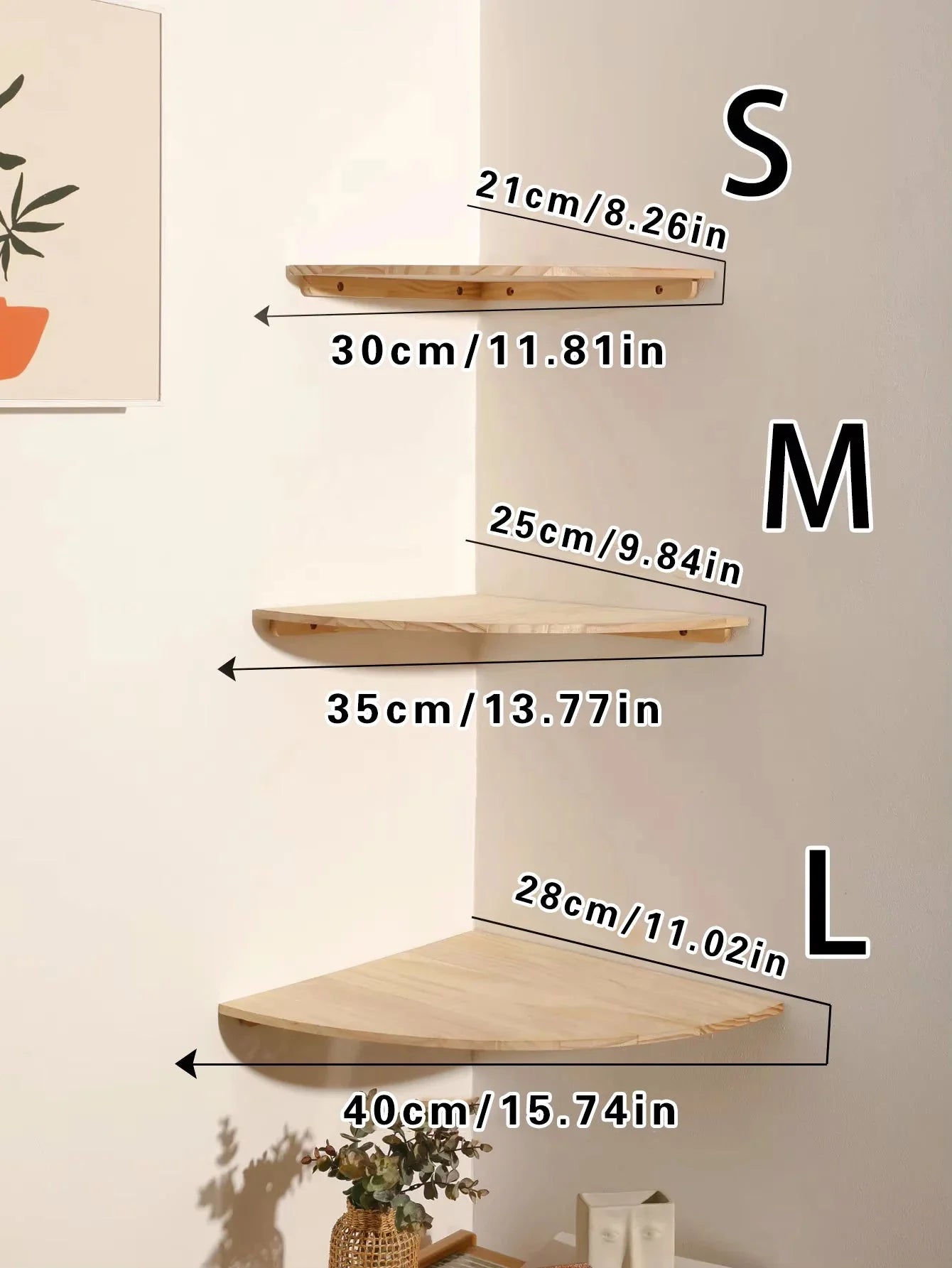 Scalloped Corner Shelves Floating Wall Shelf Storage Rack Wooden Wall Decor Bedroom Living Room Kitchen  Home Decorations Ledge