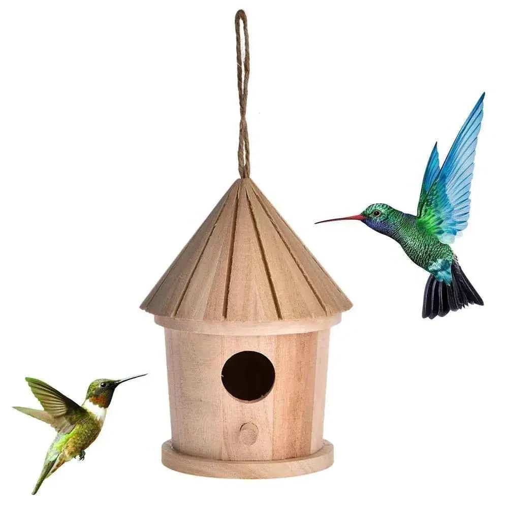 Wooden Bird House Feeder DIY Bird Nest Outdoor Hanging Birds Houses Home Decoration Gardening Decoration