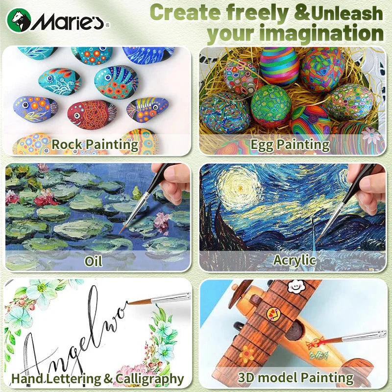 10pcs Marie's Miniature Model Synthetic Paintbrushes Kit,Micro Detail Brush Set for Acrylic,Oil,Watercolor,Paint by Number