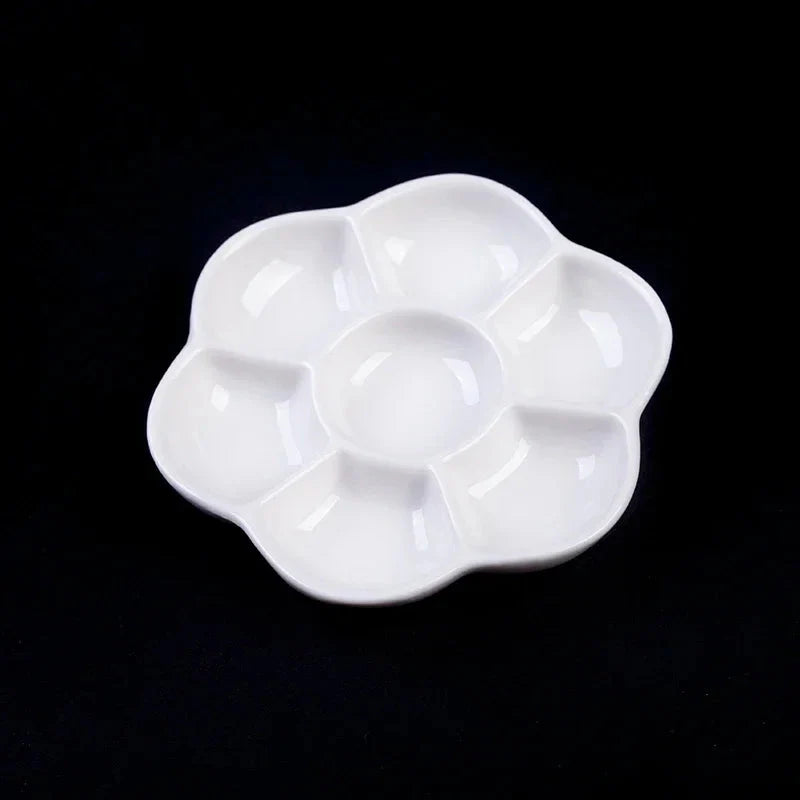 Artsecret 1 pc Simple White Ceramic Multi-Compartment Palette Pigment Mixing Palette Art Supplies Multiple Variants Available