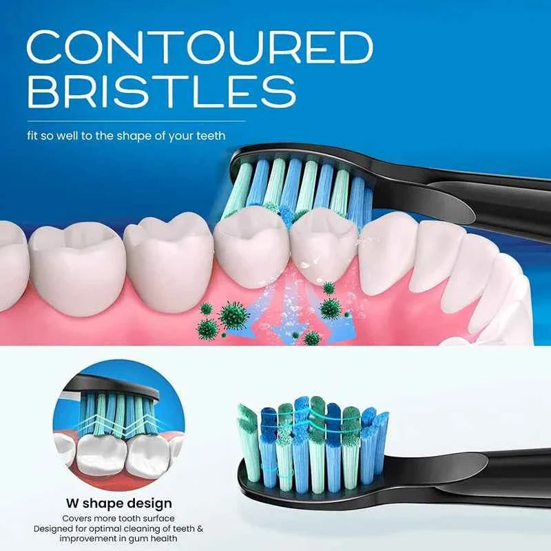 Premium Replacement Toothbrush Heads for Fairywill & Seago - Du Pont Bristles - Compatible with FW-507/508/D1/D3/D7