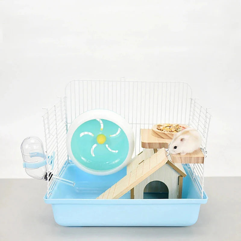 Hamster Habitat Décor Wooden Double-Layer Platform with Ladder Durable Pet Toy Accessory for Gerbil Guinea Pig and Small Animals