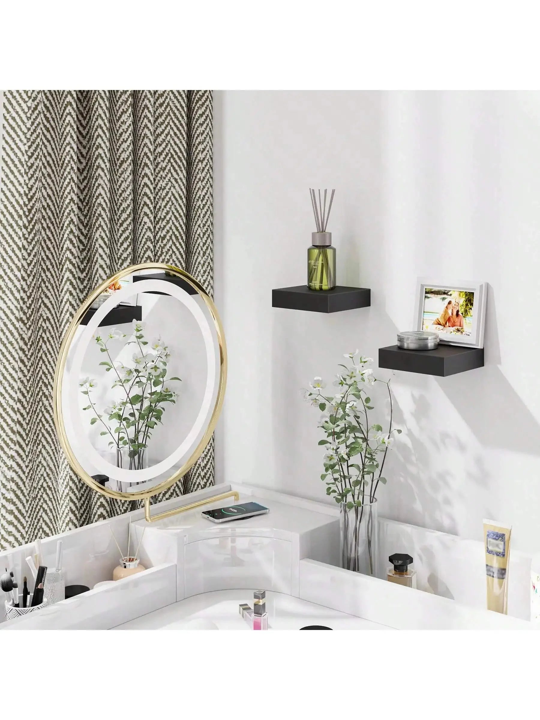Square Floating Shelf Wood Wall Small Shelves for Living Room Decor Display Stand Bedroom Bathroom Decorative Floating Shelf