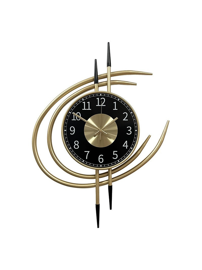 54cm Storm Eye Modern Wall Clock, Large Black Dial Metal Silent Analog Clock, Gold Luxury Decorative for Living Room Bedroom