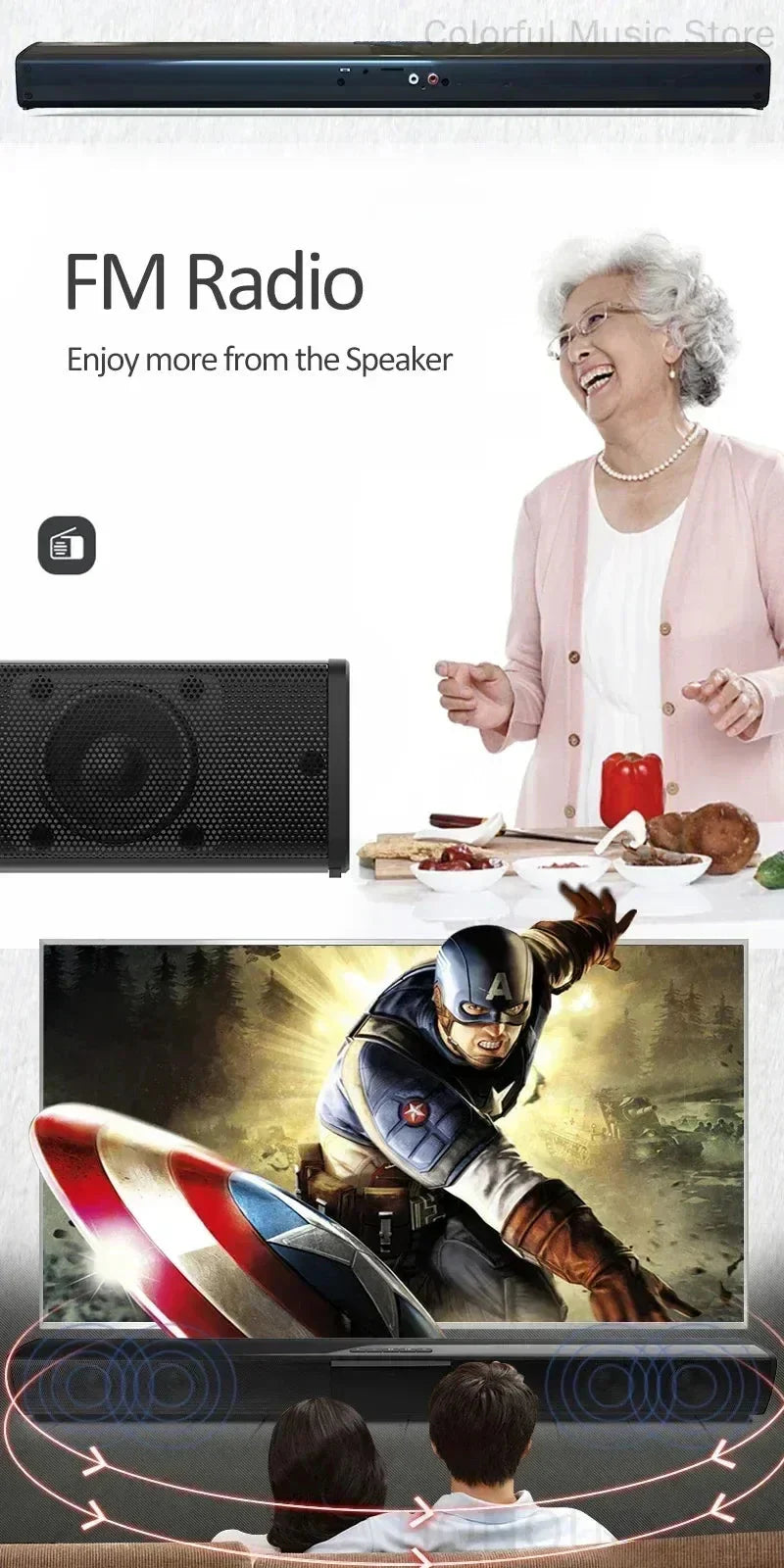 BS-28B High Quality Bluetooth Speaker High Power Wallmounted Wireless 40w Sound Bar Stereo Home Theater TV Strong Bass Sound Bar