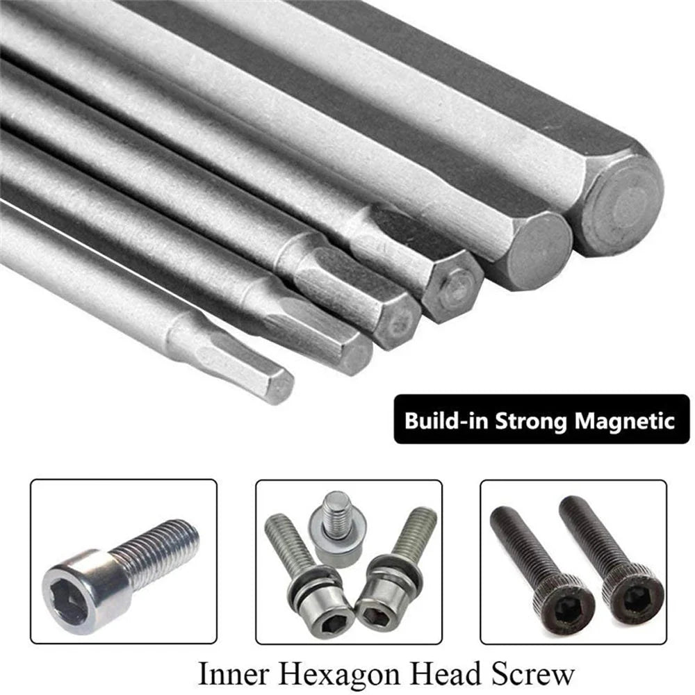 8pcs 100mm Hex Head Allen Wrench Drill Bits Set SAE Metric Allen Electric Hexagonal Bit Screwdriver Socket Bit Power Tool Parts