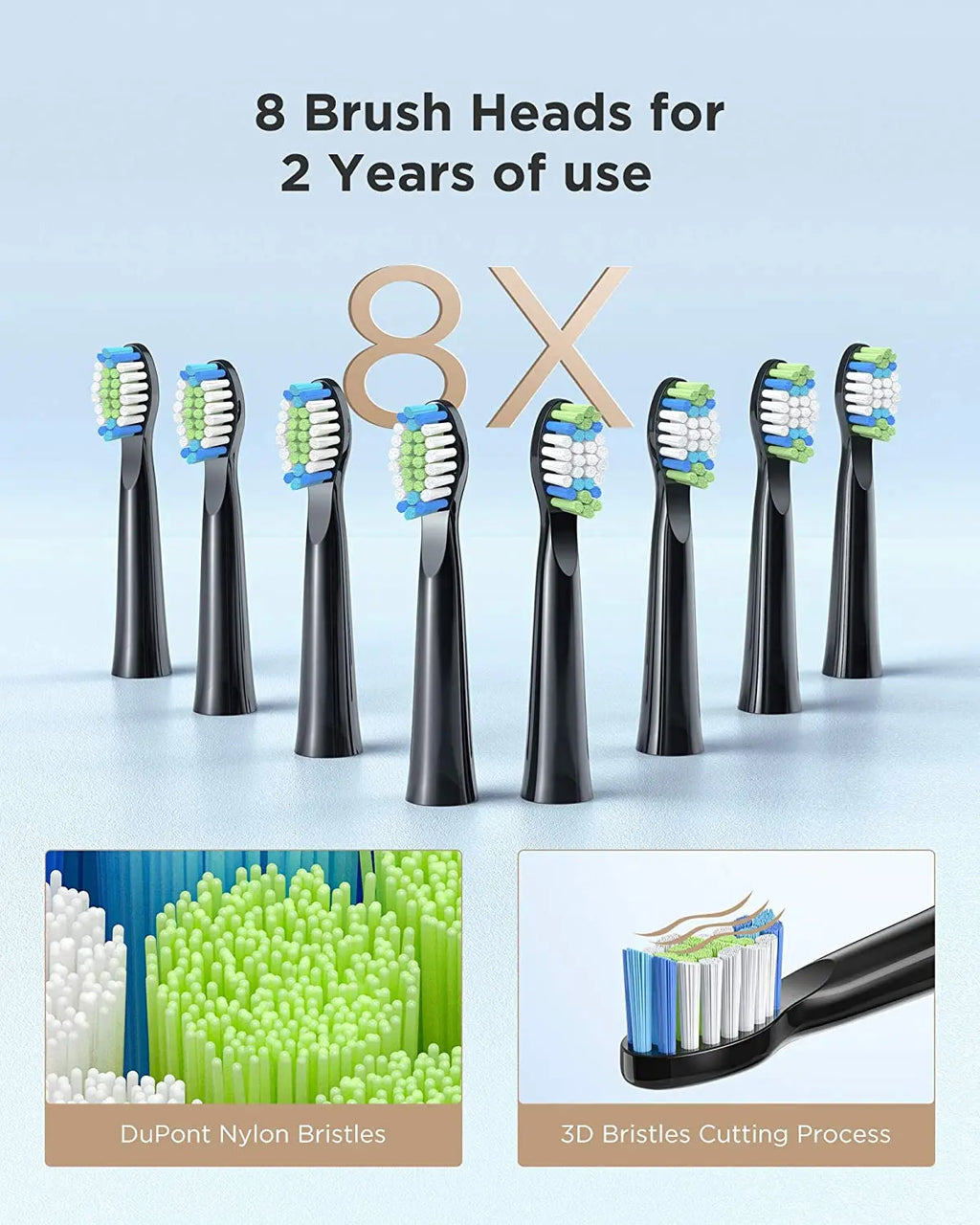 Fairywill Sonic Electric Toothbrush E11 Waterproof USB Charge Rechargeable Electric Toothbrush 8 Brush Replacement Heads Adult