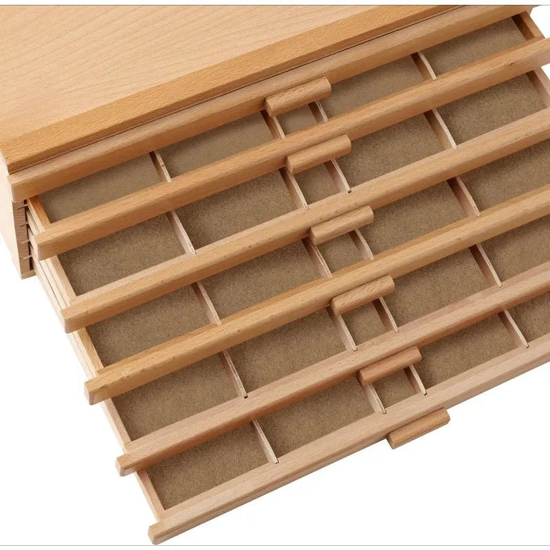 6 Drawer Wooden Artist Storage Supply Box for Pastels, Pencils, Pens, Markers, Brushes and Tools