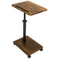 Adjustable Roller Movable Wood Table With Groove For Ipad F360 Rotating Tabletop Mobile Stand Home Office Tray Standing Rolling