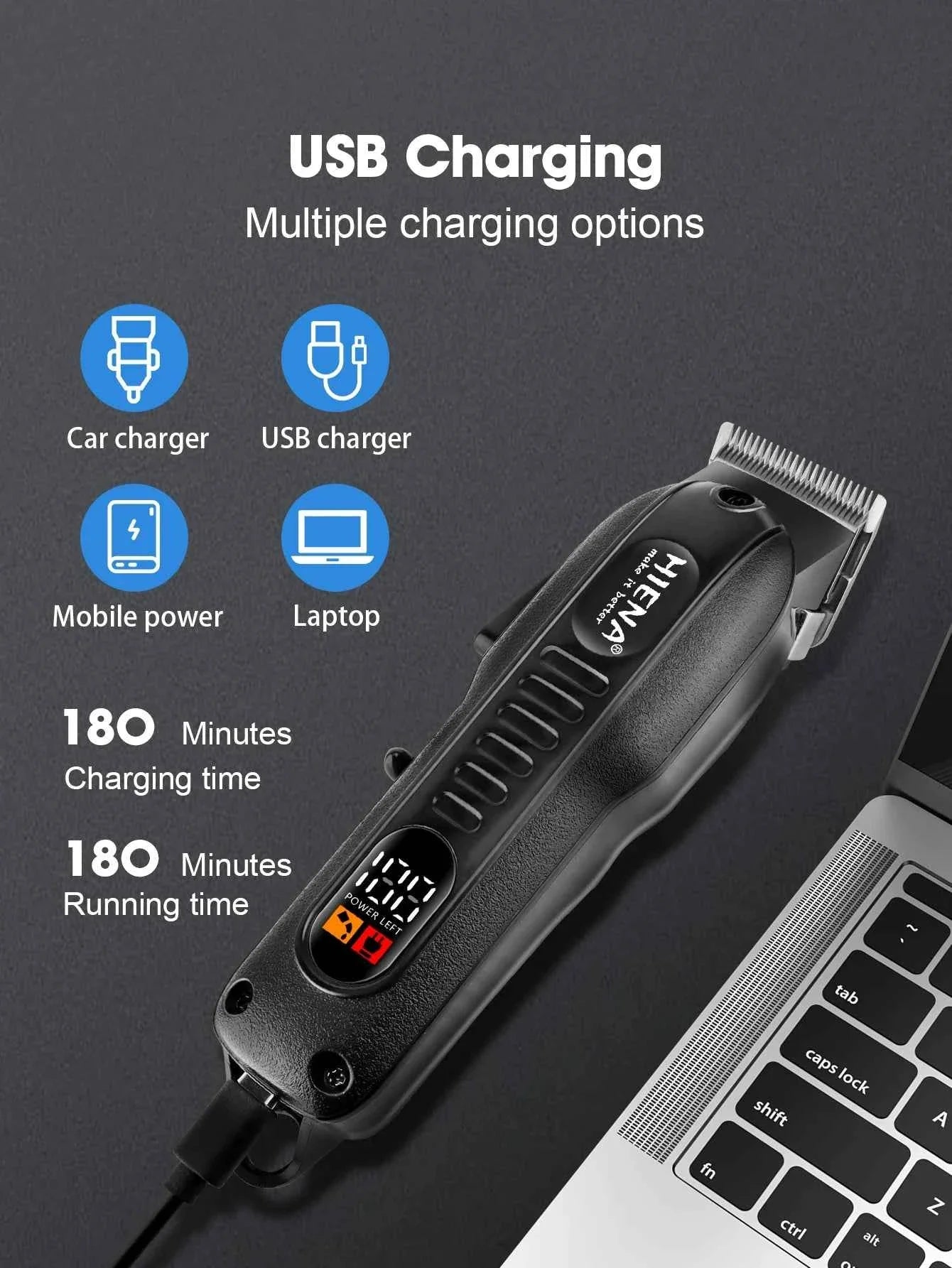 Professional Barber Electric Hair clipper LED display screen UBS charging Trimmer Powerful electric hair clipper trimmer tool