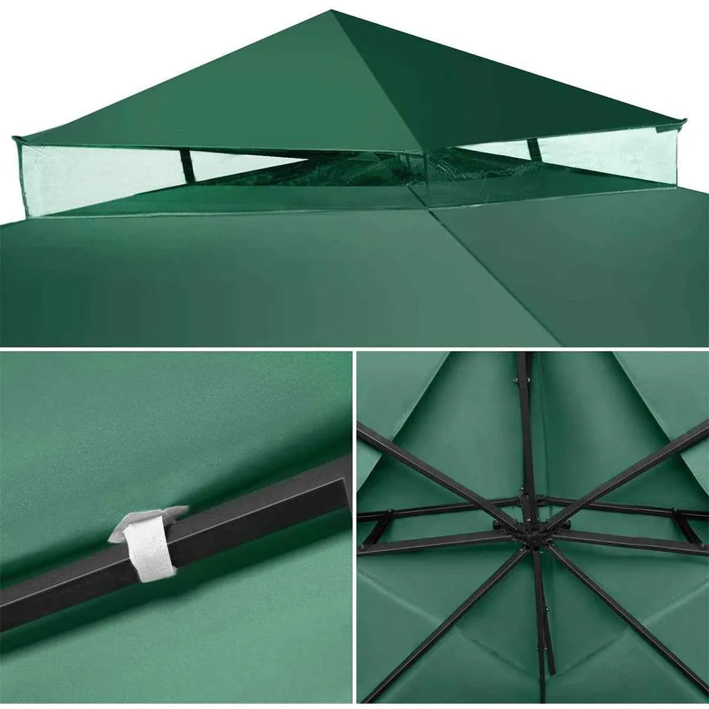 3x3m 2-Tier Garden Gazebo Replacement Canopy - Waterproof Oxford Patio Tent Roof