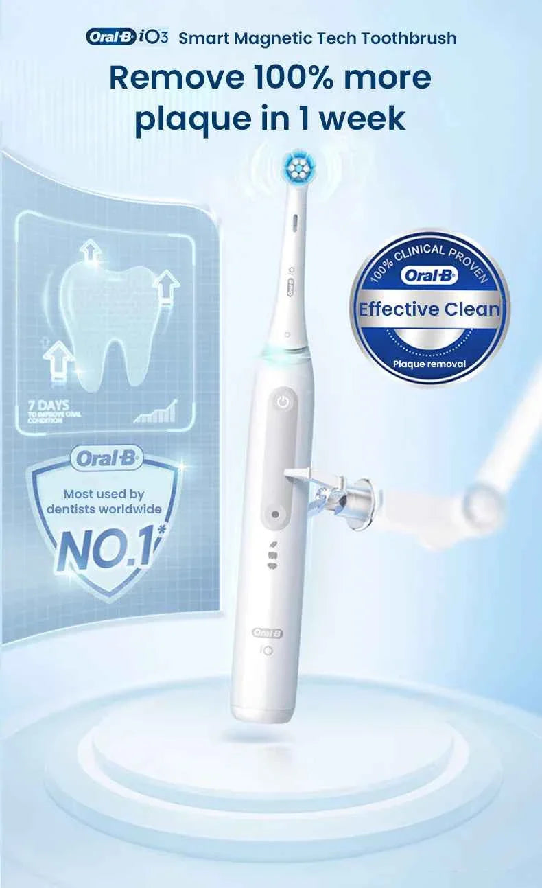 Oral B iO3 Plus Electric Toothrush IO Magnetic TECH Rechargeable 3 Cleaning Modes Dental Care iO Series 3 Smart Tooth Brush