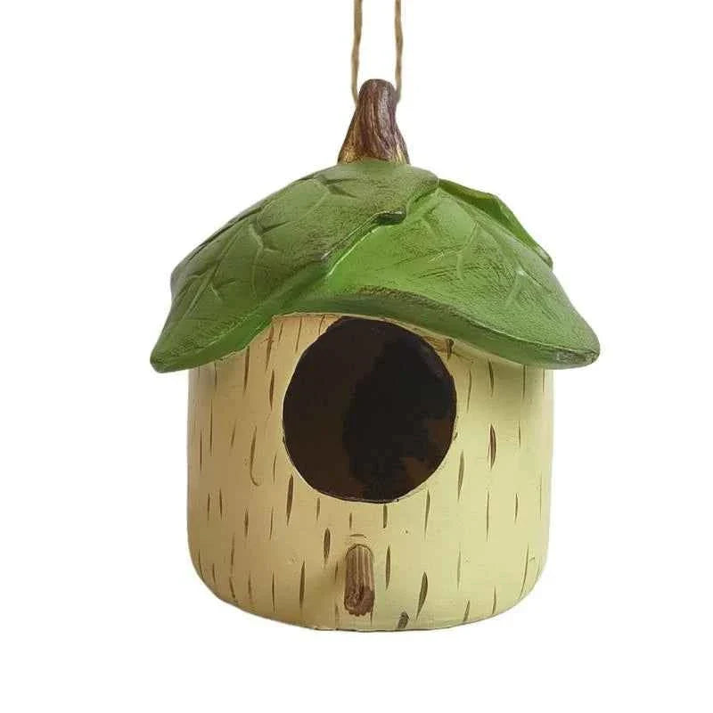 H7BF Resins Birdhouse Decors for Small Bird Nesting Decors Garden Ornament