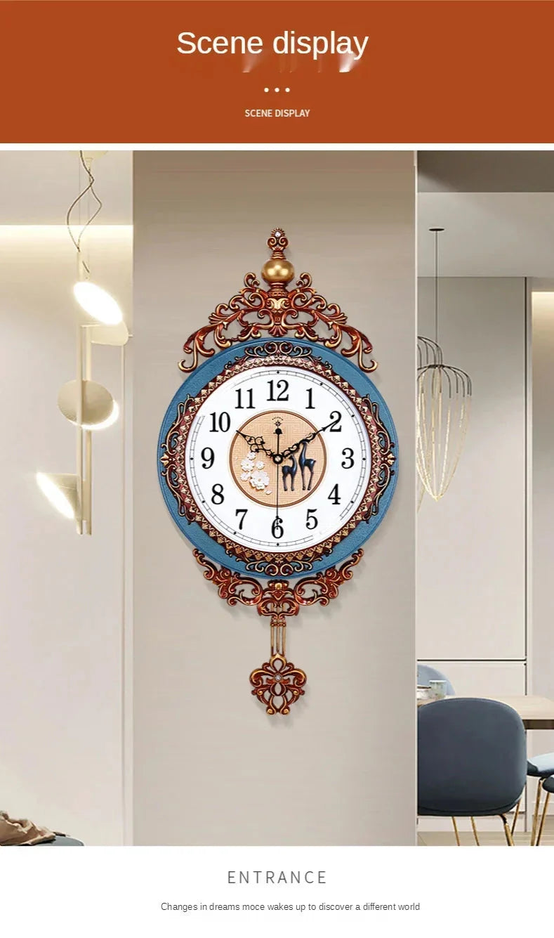 Large Luxury Gold Wall Clock Living Room Silent Creative Swing Wall watches Bedroom Quartz Clocks Wall Home Decor
