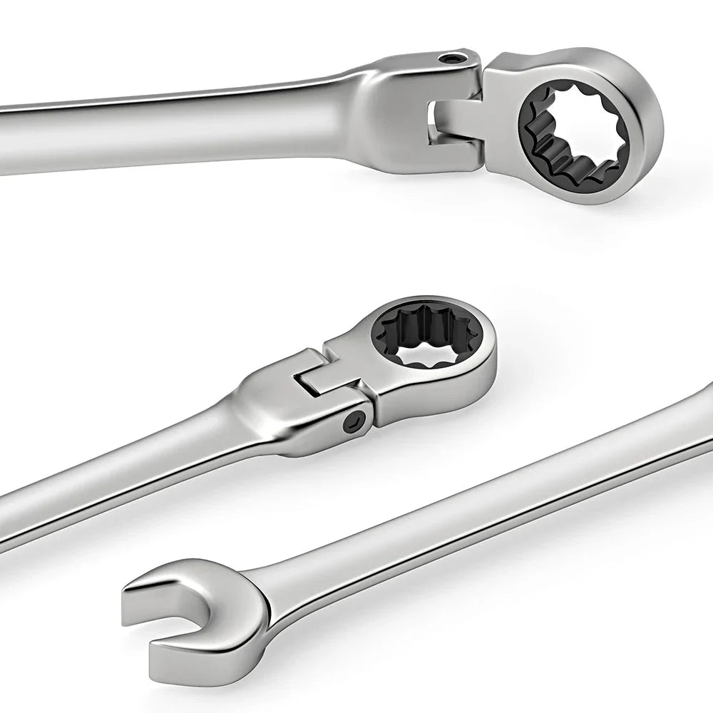 Ratcheting Combination Wrench Set, 6-22mm Metric Flex Head Ratcheting Wrench, Chrome Vanadium Steel Spanner with Bag