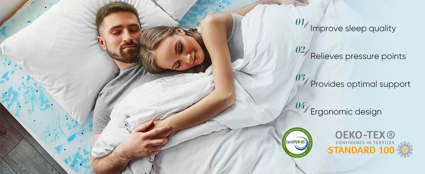 JHK 2 Inch Gel Memory Foam Mattress Topper Full Size Cooling Mattress Soft and Breathable Bed Topper School Bedroom Furniture