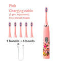 Sonic Children Electric Toothbrush Bright Cartoon With Replacement Heads Ultrasonic Rechargeable Soft Hair Brush Oral Cleaning