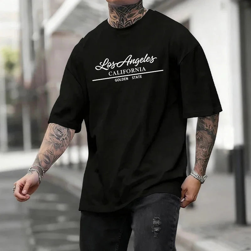 Mens T-shirt Cotton Printing Casual Short Sleeve Outdoors Gym Sports Jogging Tees Summer Plus Size Loose Thin T-shirt Streetwear