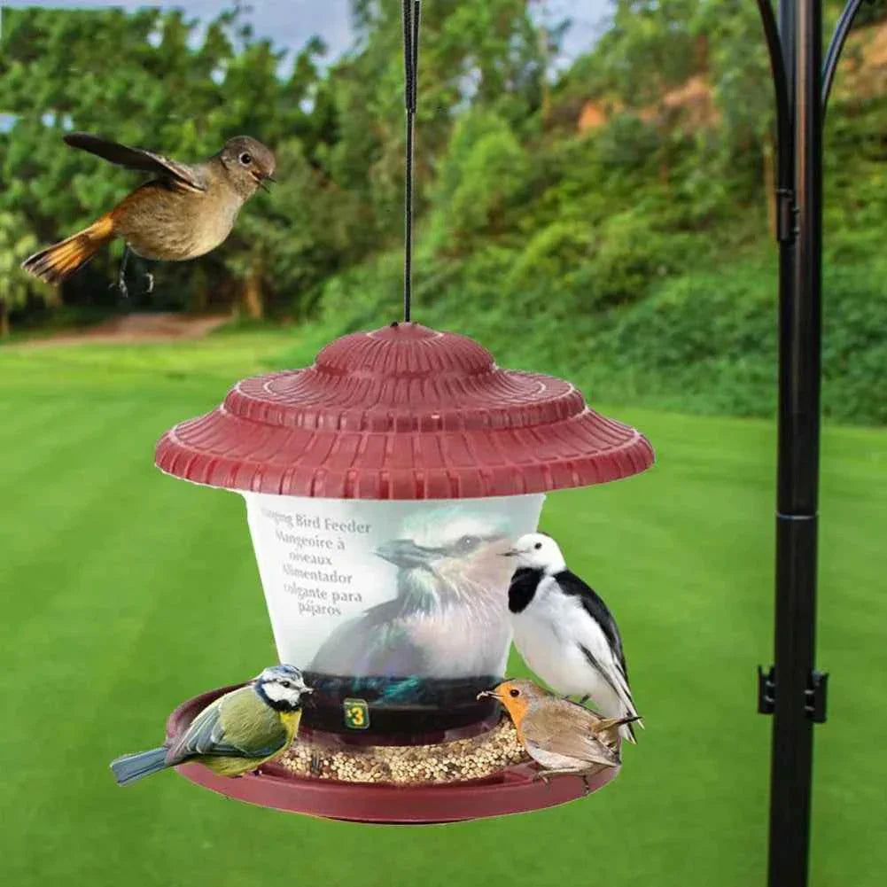 Hanging Wild Bird Feeder Outdoor Pet Food Dispenser Multiple Holes Bird Feeder Automatic Foot Feeding Tool for Flying Animals
