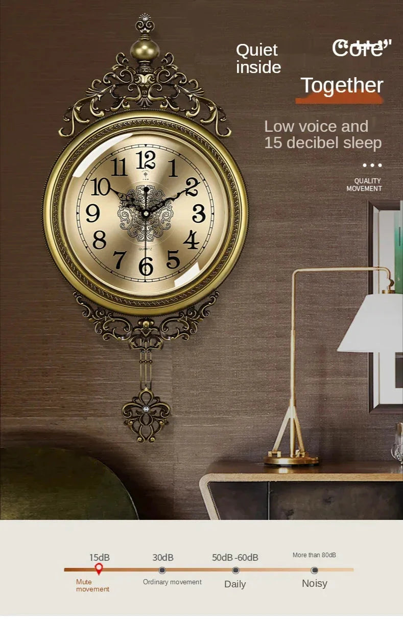 Large Luxury Gold Wall Clock Living Room Silent Creative Swing Wall watches Bedroom Quartz Clocks Wall Home Decor