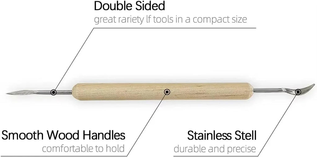 Art Supplies Ceramic Sculpting Tools Wooden Handles Ceramic Clay Pottery Tool Beginner DIY Crafts Wood and Steel Home School Use