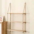 1PC 1/2/3-tier Wooden Floating Shelves for Wall Plant Flower  Hanging Rope Storager Wall Shelf Kitchen Storage
