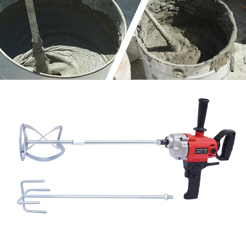 Drill Mixer Set with Spade Handle Electric Corded Mixing Drill Machine 2400W Motor Concrete Mud Mixer