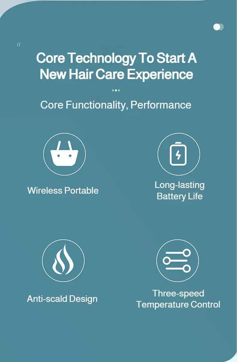 USB Wireless Hair Straightener with Curling and Straightening 2-in-1 Travel Portable Rechargeable Curling Iron  for Less Frizz,