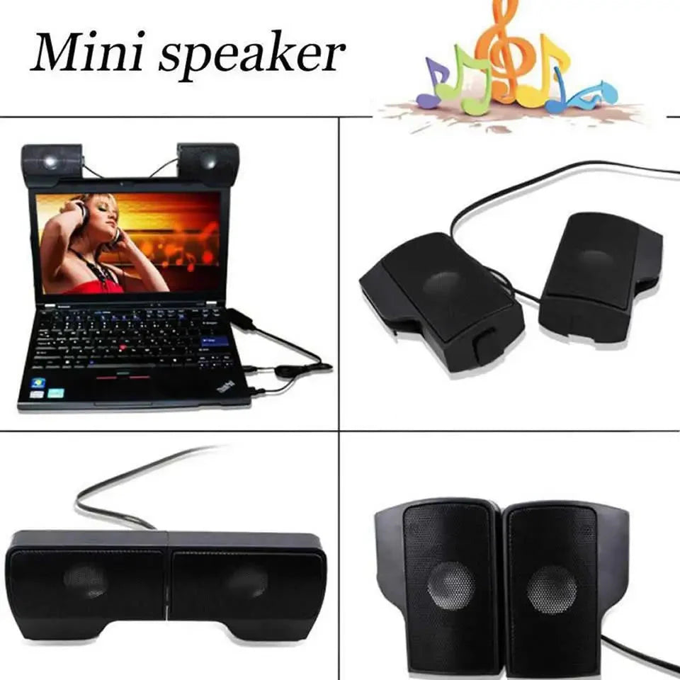 OUTMIX 1 Pair Mini Portable Clipon USB Stereo Speakers line Controller Soundbar for Laptop Mp3 Phone Music Player PC with Clip