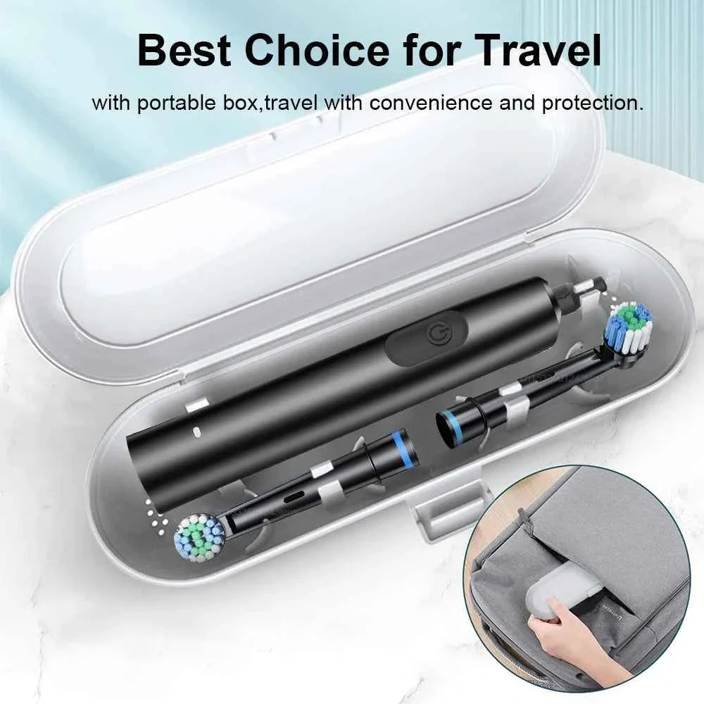 Electric Rotating Toothbrush Deep Clean Whitening Teeth for Adult Ultrasonic Toothbrush with 4/8pcs Refill Replacement Heads