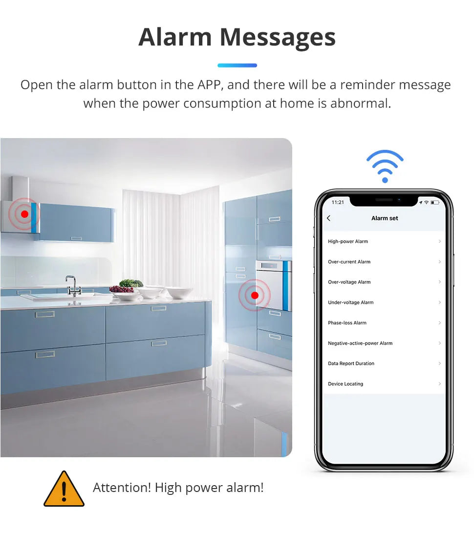 Smart 3-Phase 4-Wire WiFi Power Monitor 63A - Bidirectional Solar Energy Meter with Tuya App Control & Real-Time Analytics