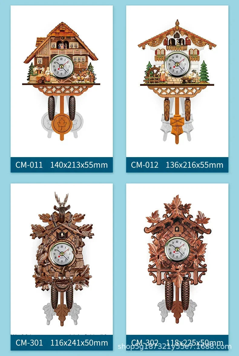 Wooden Hanging Wall Clock Bird Alarm Clock Cuckoo Clocks For Home Decoration Quartz Watch Decorative Home Decor