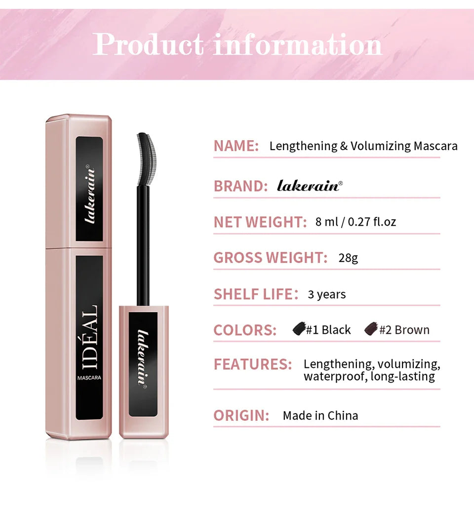 Black Waterproof Mascara Lengthening Eyelash Extension Eye Lashes Brush Beauty Curling Mascara Korean Cosmetics Long-wearing