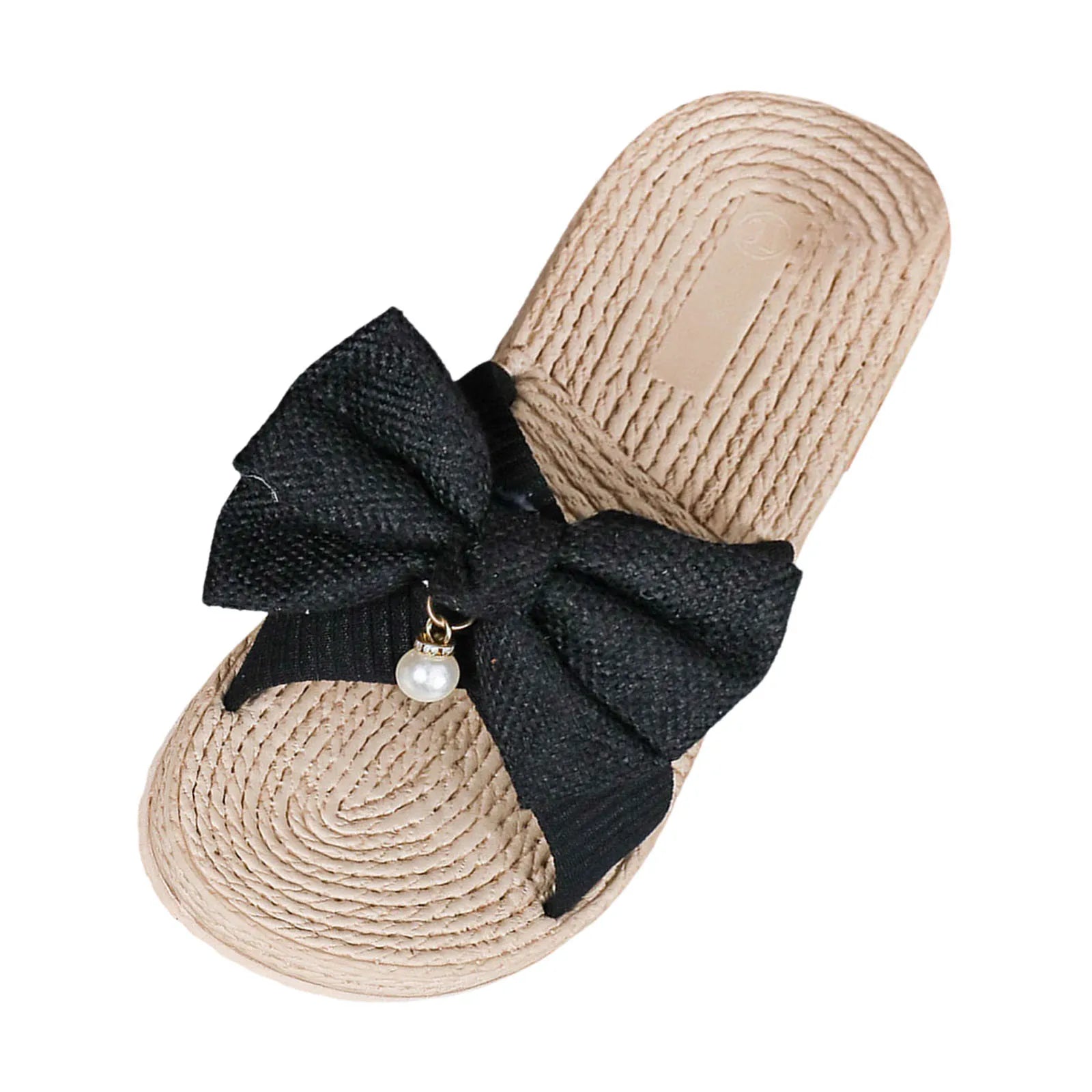 Ladies Sandals Slippers Solid Colour Bow Beach Outer Wear Flat Bottom Large Size Anime Slippers For Women Dressy Sandalias