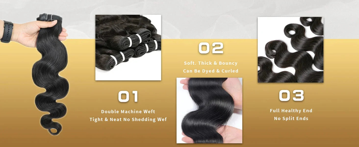 Body Wave Human Hair Bundles 12A Raw Virgin 100% Unprocessed Weave Human Hair Extensions 1 3 4 Bundles Deals Natural Color