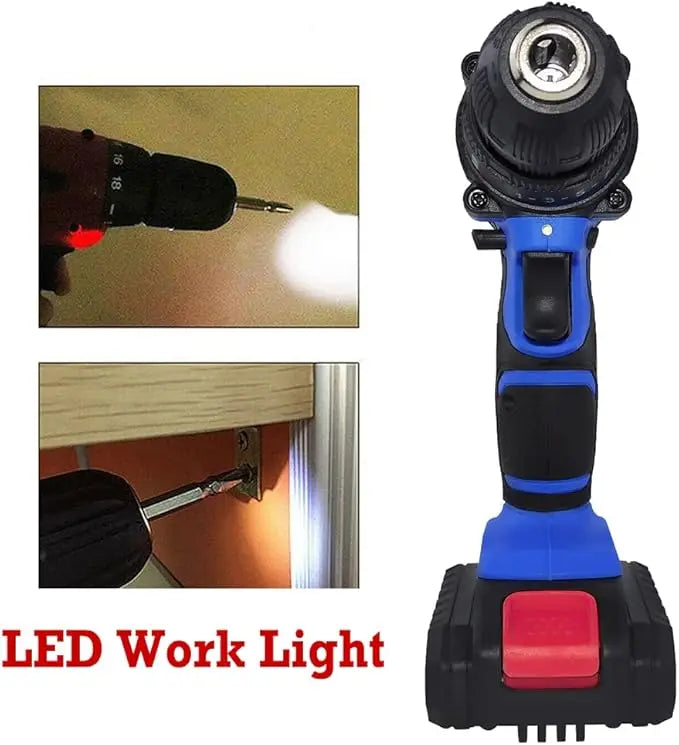 21V Electric Drill Driver, Kit with 1 Battery and Charger, 26 Drill/Screwdriver Bits, DIY Home Use