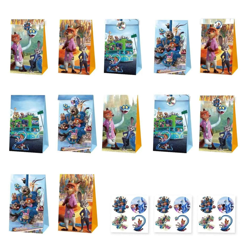 Zootopia Theme Party Supplies Nick Judy Birthday Decoration Balloon Set Tableware Kit Banner Plates Gifts Bags Keychains Sticker
