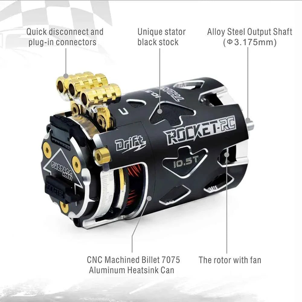 Rocket RC Brushless Motor Thunder 540 Sensored 10.5T 13.5T 3.175 mm Shaft for 1/10 RC Racing Drift Car Parts Surpass Hobby